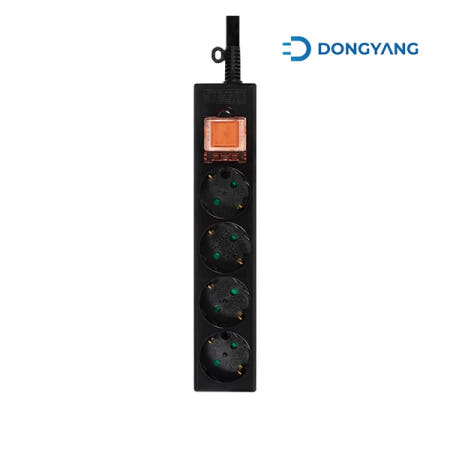 동양전자산업 4구 양극 차단형 멀티탭 블랙 (10m) DYM-G4C(SC)-100B