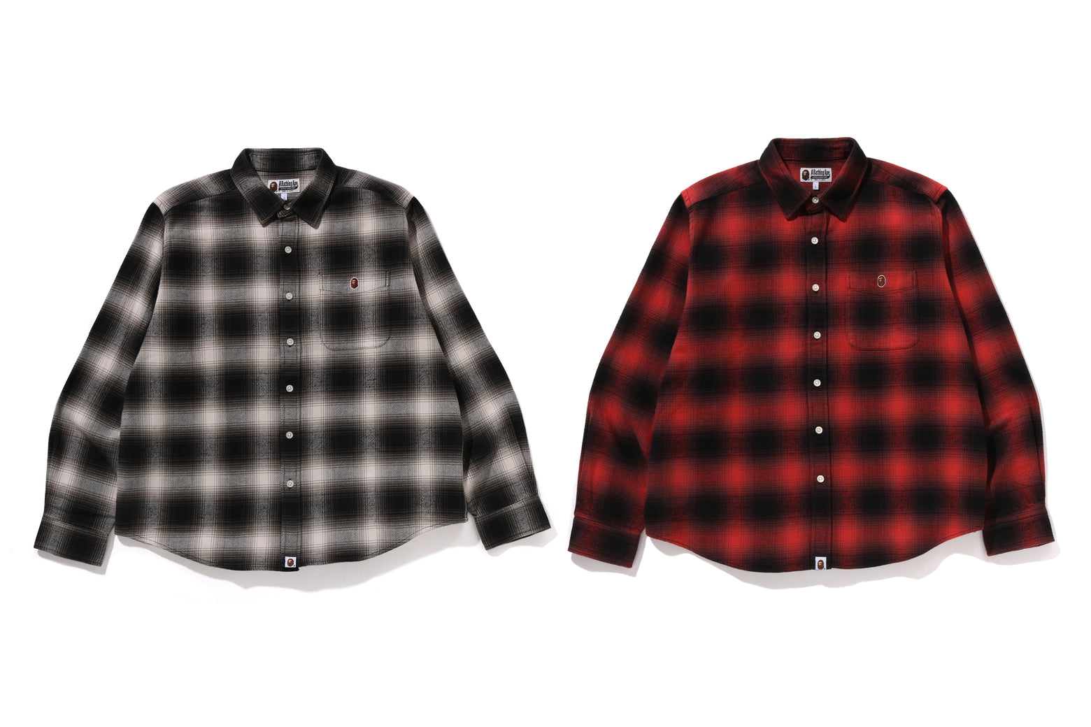 베이프 셔츠 ONE POINT OMBRE CHECK RELAXED FIT LS SHIRT 1K70-131-002 - 상세 이미지 3