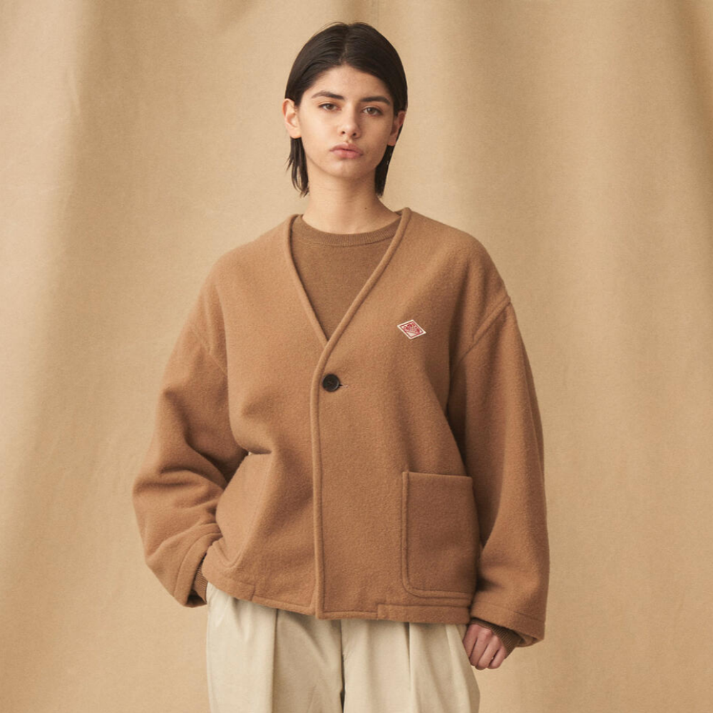 단톤 자켓 SINGLE WOOL PILE V NECK 가을 겨울 노카라 여자 여성 재킷 DNB242L101-0034 - 상품 이미지