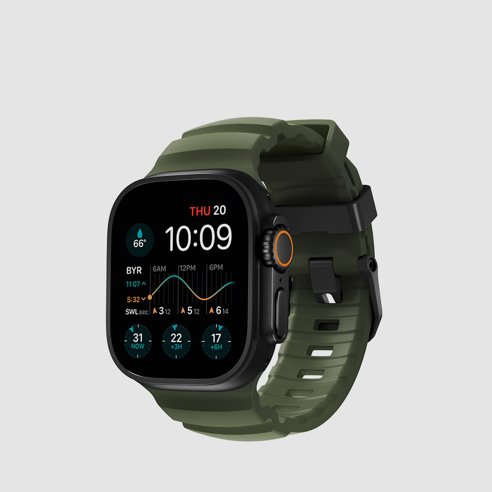 노마드 애플워치 스포츠 티타늄 스트랩 로키 포인트 - 포레스트 블랙 버클 / 울트라 SE