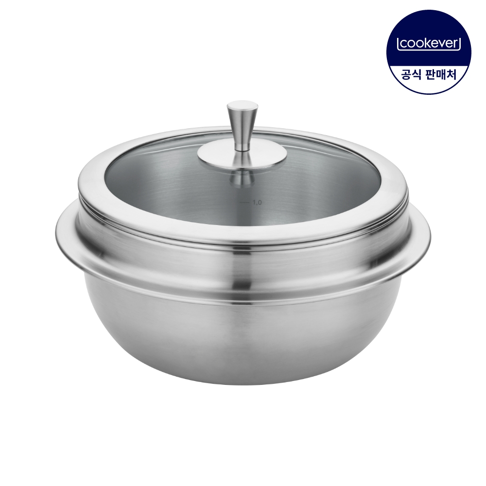 쿡에버 누보 인덕션 통3중 스텐 뚝배기 글라스 18cm