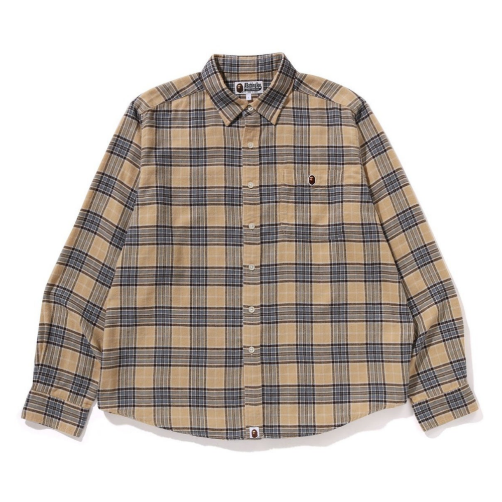 베이프 셔츠 ONE POINT FLANNEL CHECK RELAXED FIT SHIRT 1K70-131-003 - 메인 이미지