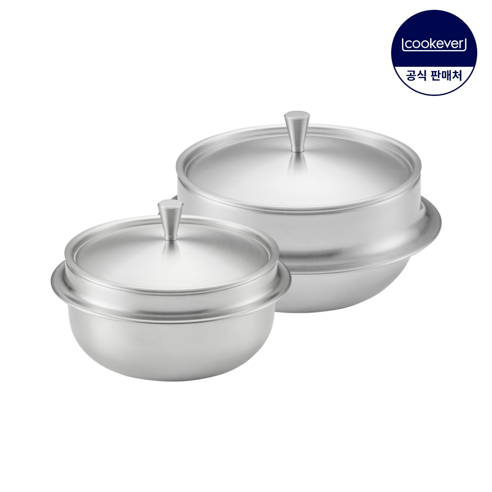 쿡에버 누보 인덕션 통3중 스텐 뚝배기 2종 세트 (S14+S16)