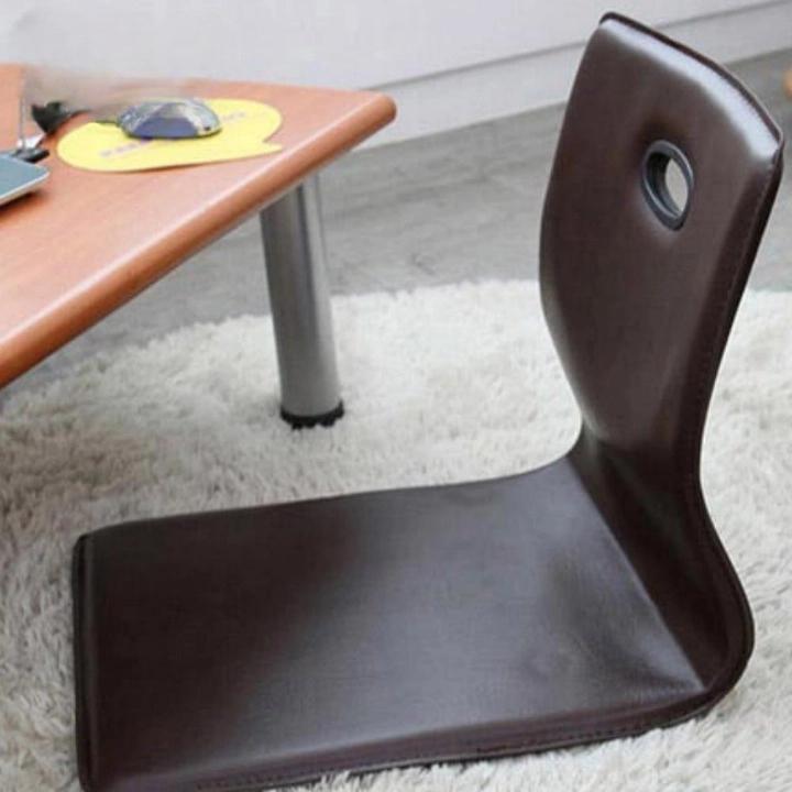 좌탁의자 방바닥의자 인조가죽좌식의자 브라운