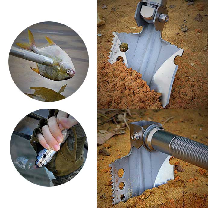 멀티 다용도 휴대용 접이식 야전삽 캠핑 곡괭이 땅파기 도구 흙파기 등산 야영 삽 호미 원예 텃밭 모종