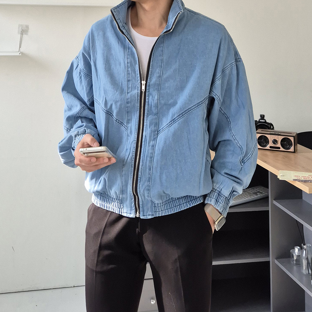 남자청자켓 오버핏 트러커 데님 숏 남자 자켓 - 상세 이미지 2