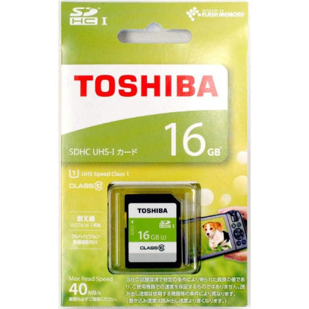 [해외]TOSHIBA SDHC 카드 16GB Class10 UHS-I 대응 (최대 전송 속도 40MB/s) SDAR40N16G 128GB