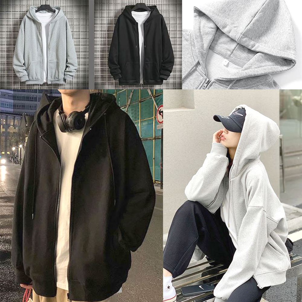 남녀 기모 후드티 간절기 오버핏 집업 따스한 무지 모자티 - 상품 이미지