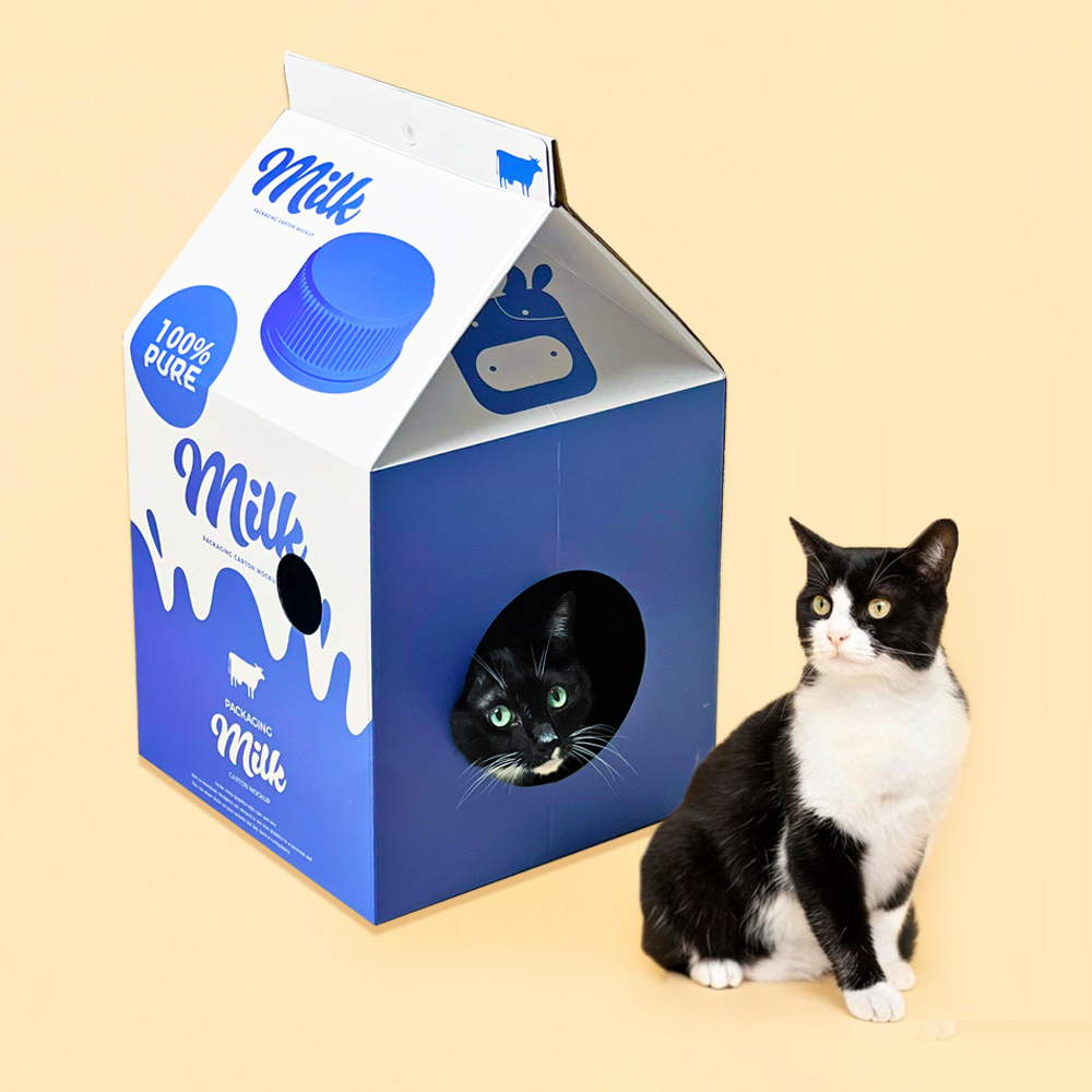 우유 밀크팩 숨숨집 캣 하우스 고양이 상자 스크래쳐 그린다방