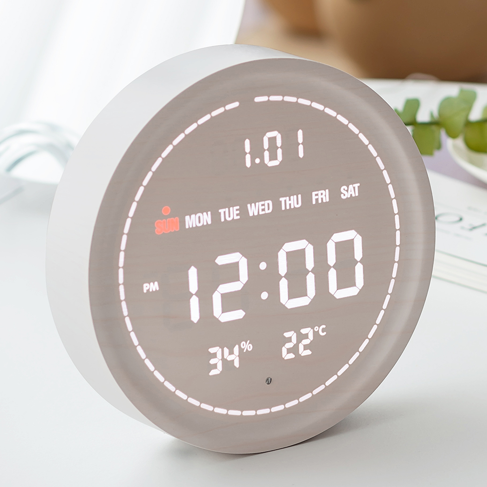 플라이토 와이파이 필링 원형 인테리어 LED 탁상시계 18cm ENG 화이트 - 상품 이미지
