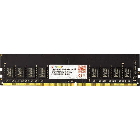 [해외]v-color Hynix IC 데스크탑PC용 메모리 DDR4-2666MHz PC4-21300 8GB U-DIMM 1Gx8 1.2V DDR4 2666메가 헤르츠 8GB 단일