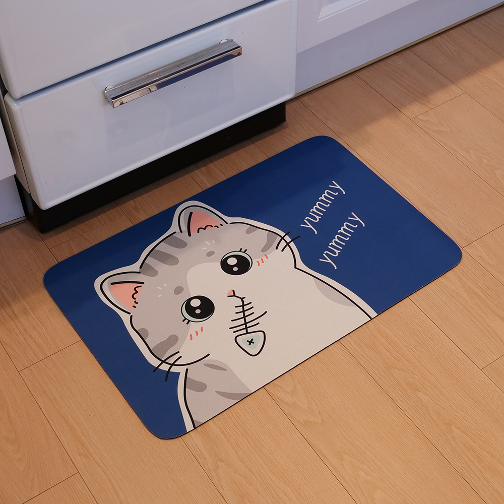 포시엘라 빨아쓰는 규조토 주방 매트 3세대 싱크대 현관 욕실 고양이 발매트 하트캣