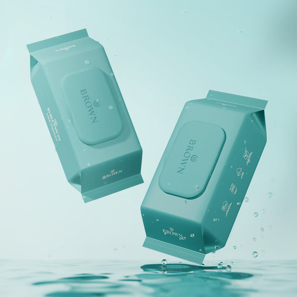 브라운물티슈 휴대용 더 오리진 20매 캡 12팩