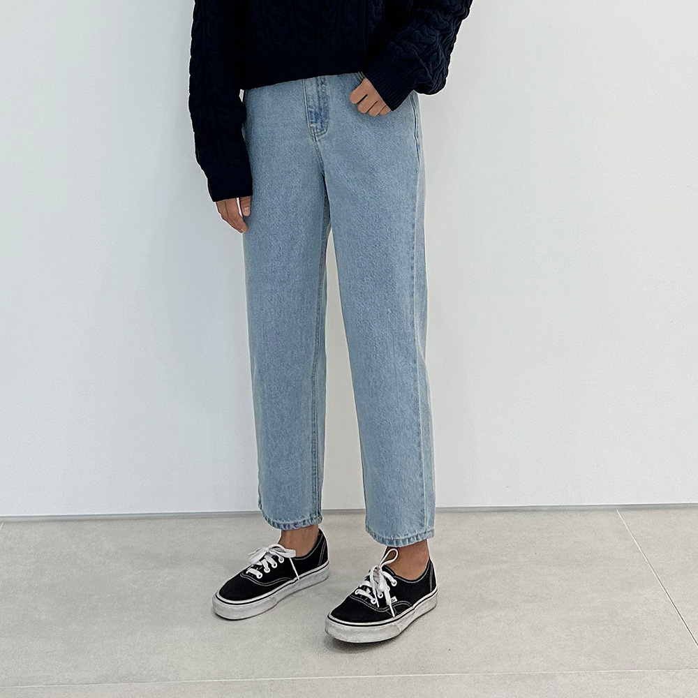 하이웨스트 크롭 키작녀청바지 데님 연청 여자청바지 키작진