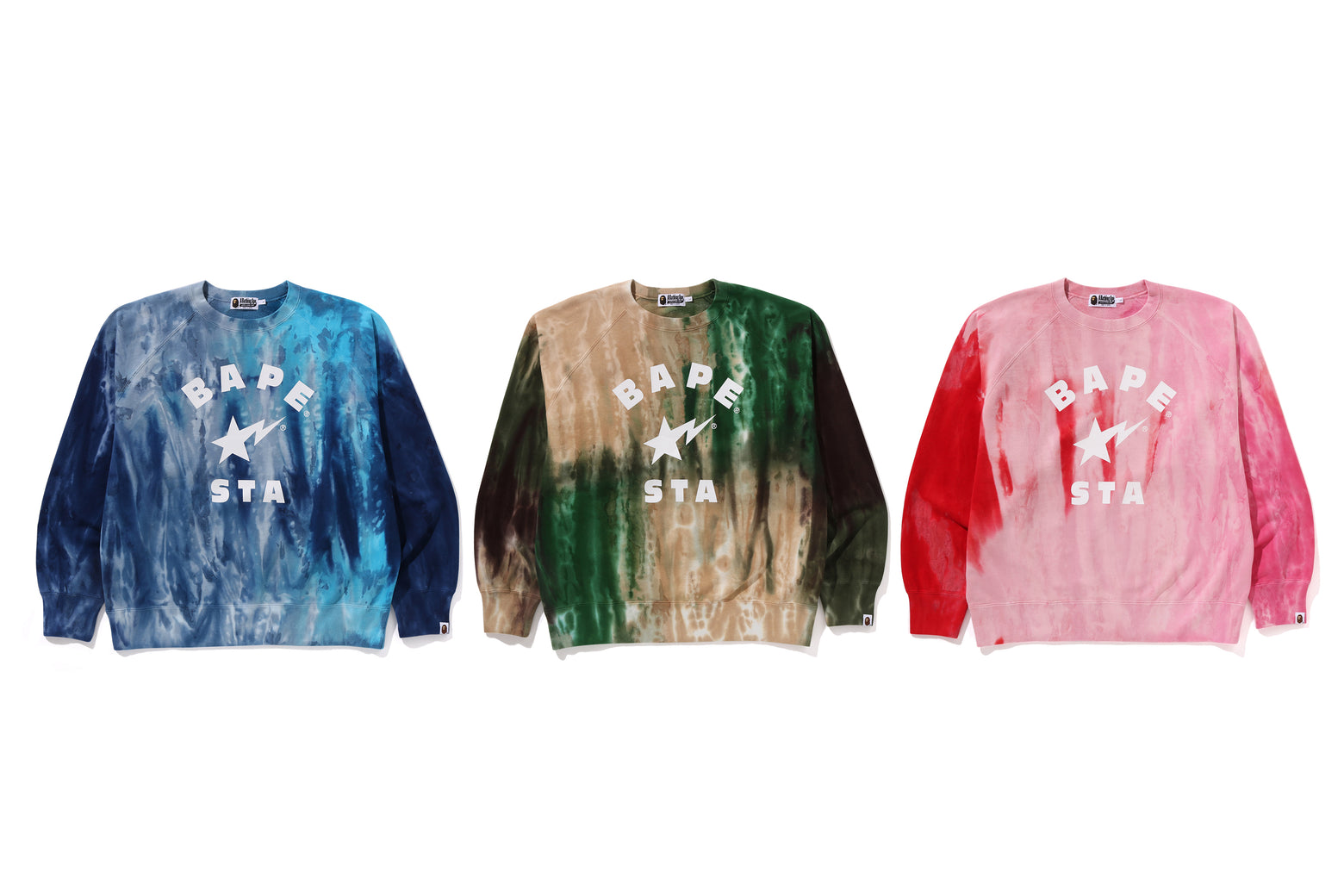 베이프 긴팔티 ICE DYE BAPE STA COLLEGE RELAXED FIT CREWNECK 1K70-113-004 - 상세 이미지 4