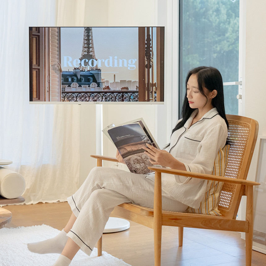 무빙큐빅스 삼탠바이미 화이트에디션 스마트티비 이동식tv X1시리즈 셋트 109cm(43인치 TV), UHD QLED, 자가설치