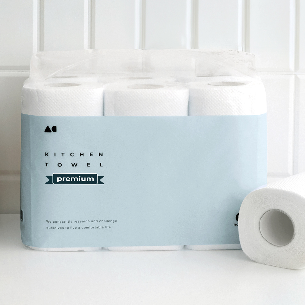 올챌린지 도톰한 3겹 키친타올 140매 6롤+6롤 천연펄프 주방 타월