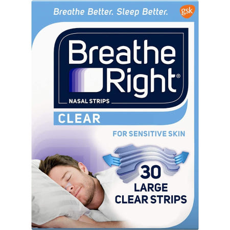 [해외]브레스 라이트 Breathe Right 투명 비강 스트립 라지 30개 6팩