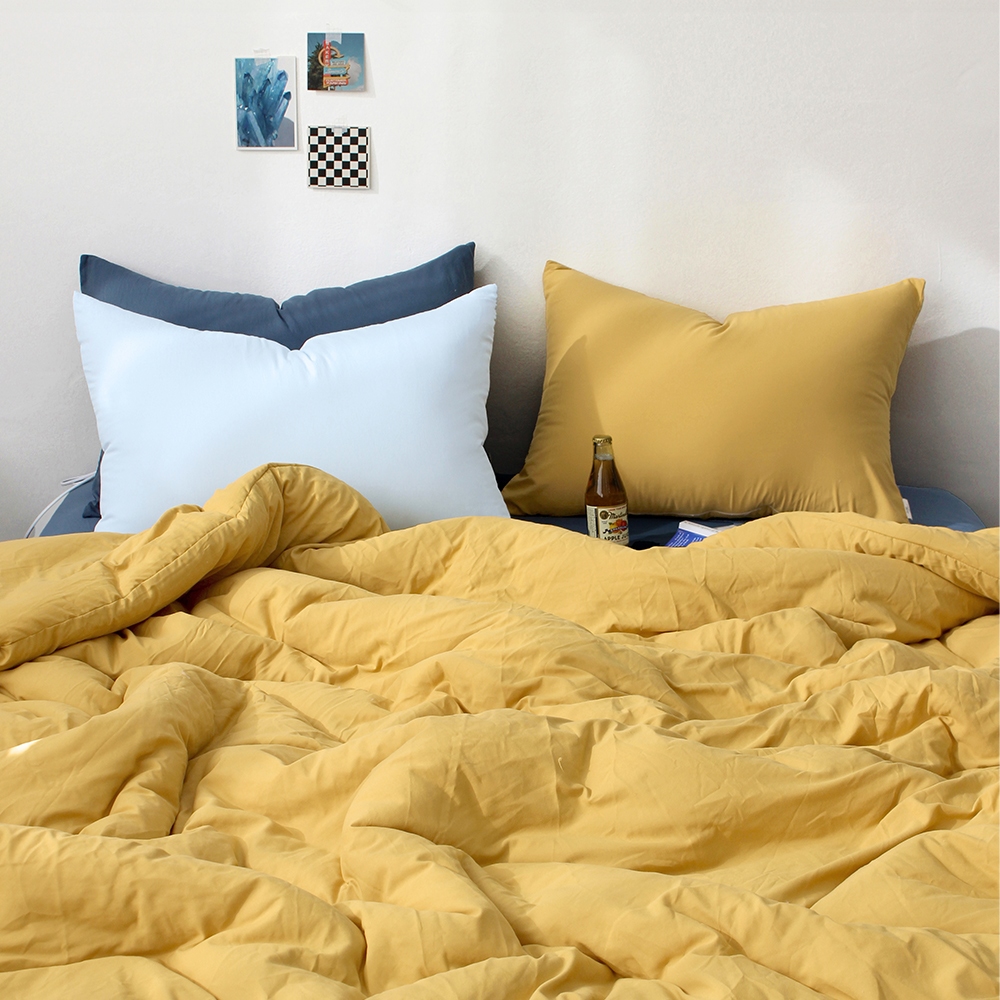 부드러운 아멜리 워싱 사계절 옥수수솜 무봉제 차렵이불 아메리칸 옐로우, Q(퀸)