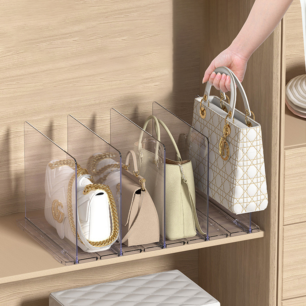 아크릴 가방정리함 가방보관함 수납함 칸막이 옷장정리 3칸 투명 정리대