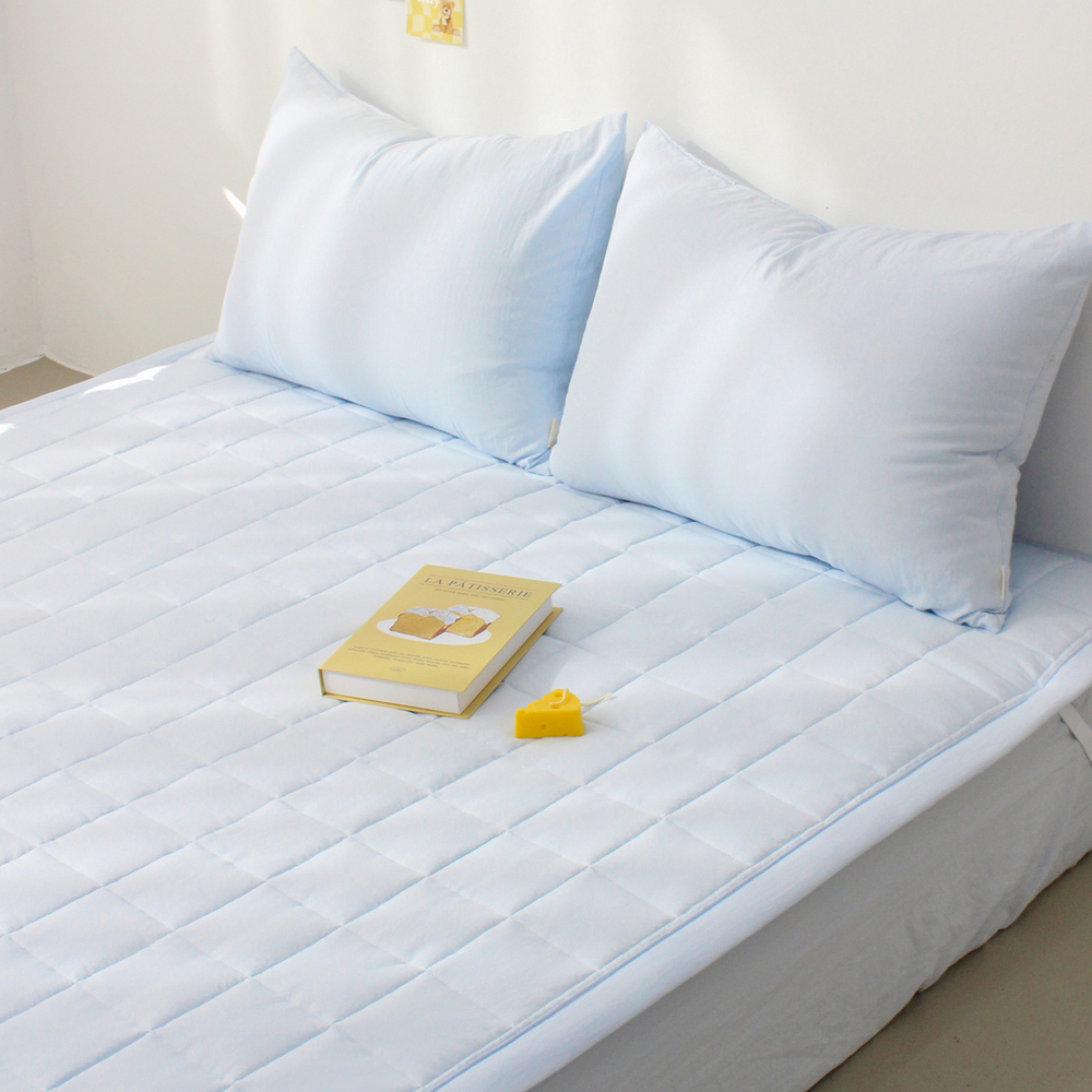 부드러운 아멜리 워싱 고정밴딩 침대패드 캐시미어 블루, DK(더블킹)