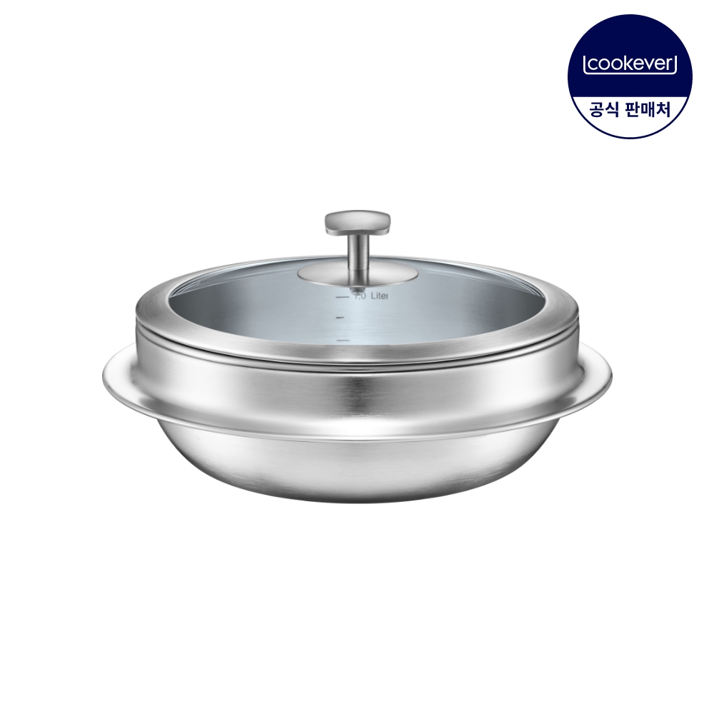 쿡에버 옹골진 인덕션 통3중 스텐 전골뚝배기 글라스 18cm