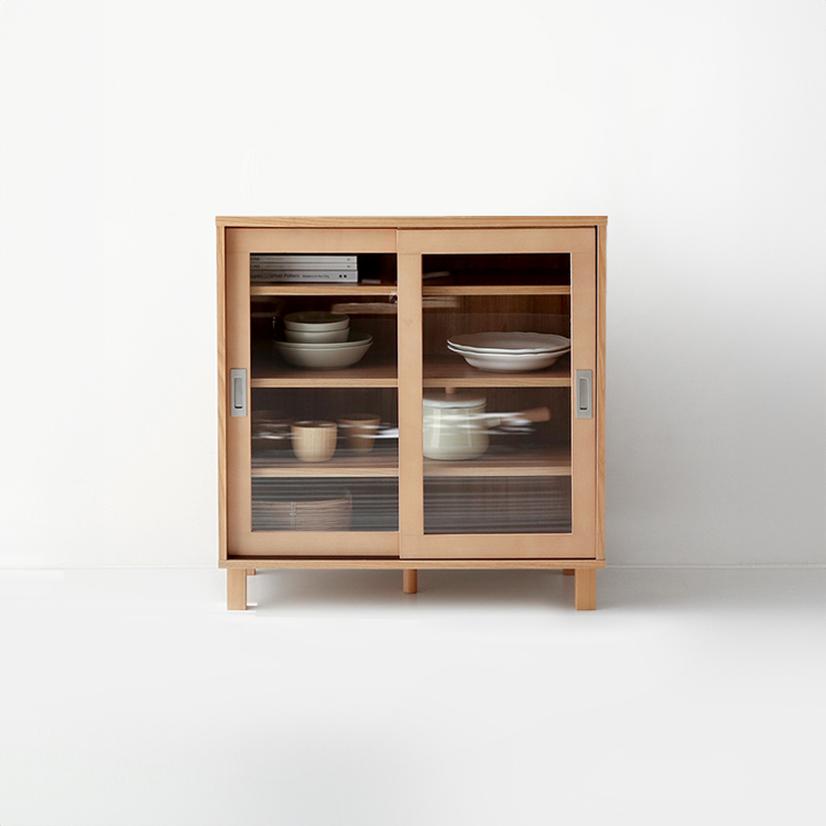 숄리드 슬라이딩 2문 수납장 CHM8380A 800x400x830mm, 1단, 캄포어베니어8549.2023 - 메인 이미지