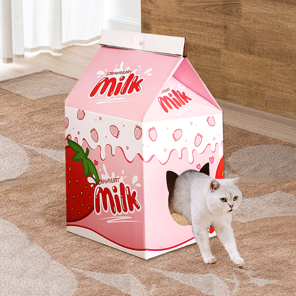 우유 밀크팩 숨숨집 캣 하우스 고양이 상자 스크래쳐 그린다방