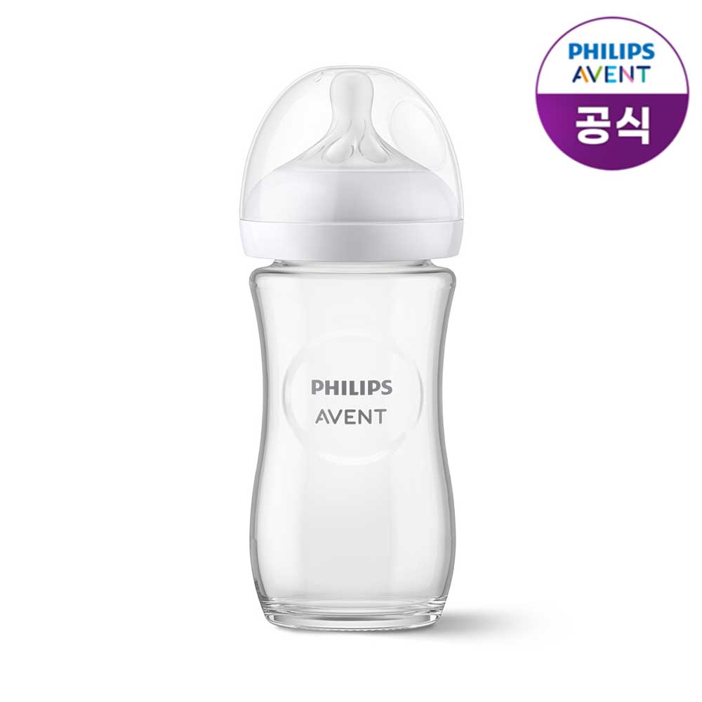 필립스아벤트 배앓이방지 아기편한 유리 젖병 240ml 1P (1m+ 젖꼭지 포함) SCY933/01 - 메인 이미지