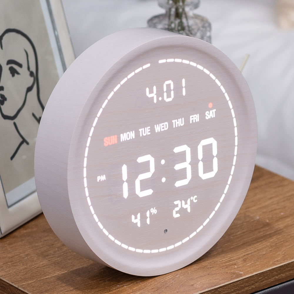플라이토 와이파이 필링 원형 인테리어 LED 탁상시계 18cm ENG 화이트 - 상세 이미지 4