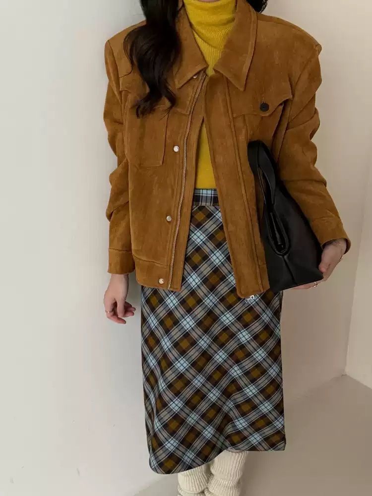 이시영 자켓 숏 인스타그램 스웨이드 간절기 의상 옷 패션 - 상세 이미지 5