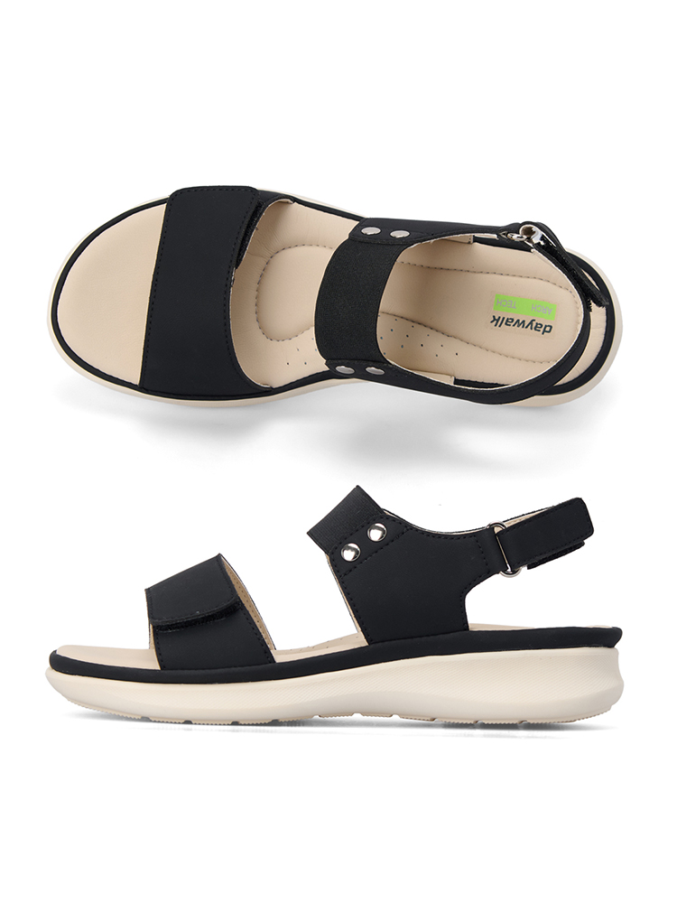 데이워크 발편한 아치깔창 여성 벨크로 샌들 마린 블랙 DW30043-BK