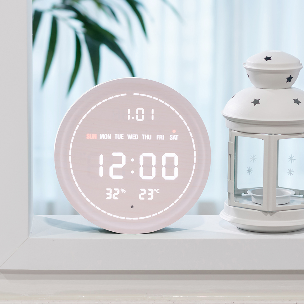 플라이토 와이파이 필링 원형 인테리어 LED 탁상시계 18cm ENG 화이트 - 상세 이미지 5