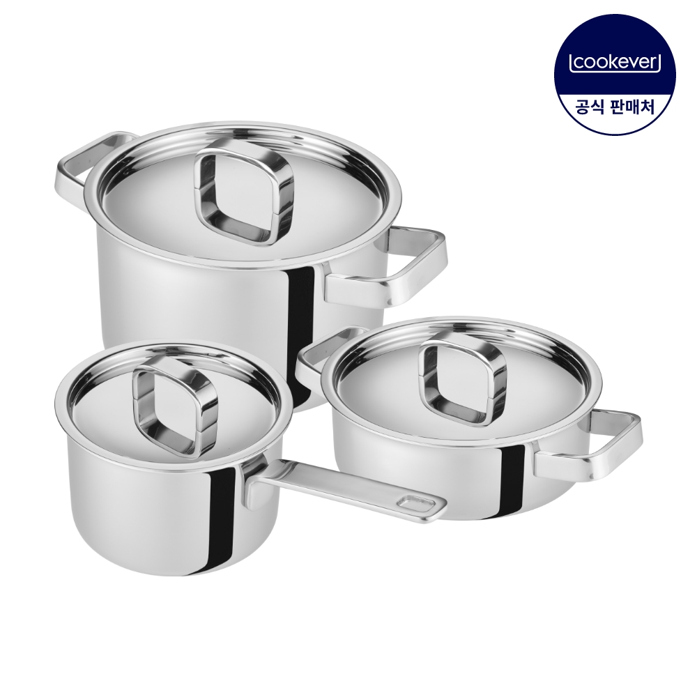 쿡에버 Cook304 프리미엄 인덕션 통5중 스텐 냄비 3종 세트 (편16+양20+전20)