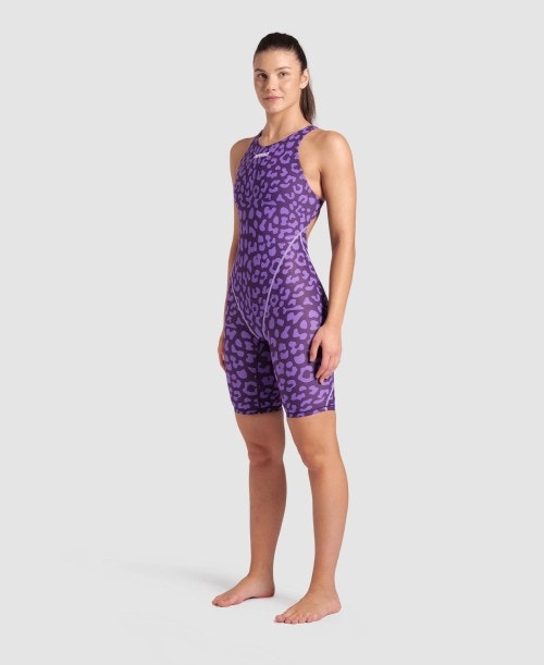 아레나 Swim Powerskin ST Next Open Back Leopard Violet - 상품 이미지