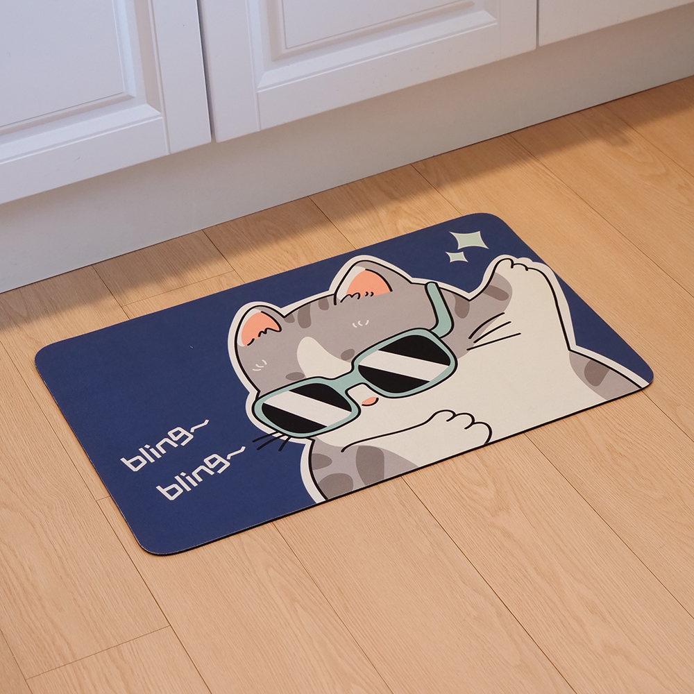 포시엘라 빨아쓰는 규조토 주방 매트 3세대 싱크대 현관 욕실 고양이 발매트 하트캣
