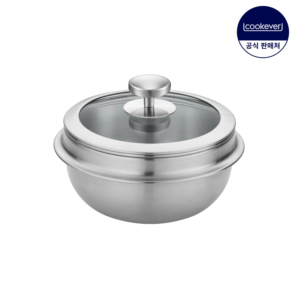 쿡에버 IH 인덕션 통3중 스텐 뚝배기 글라스 16cm
