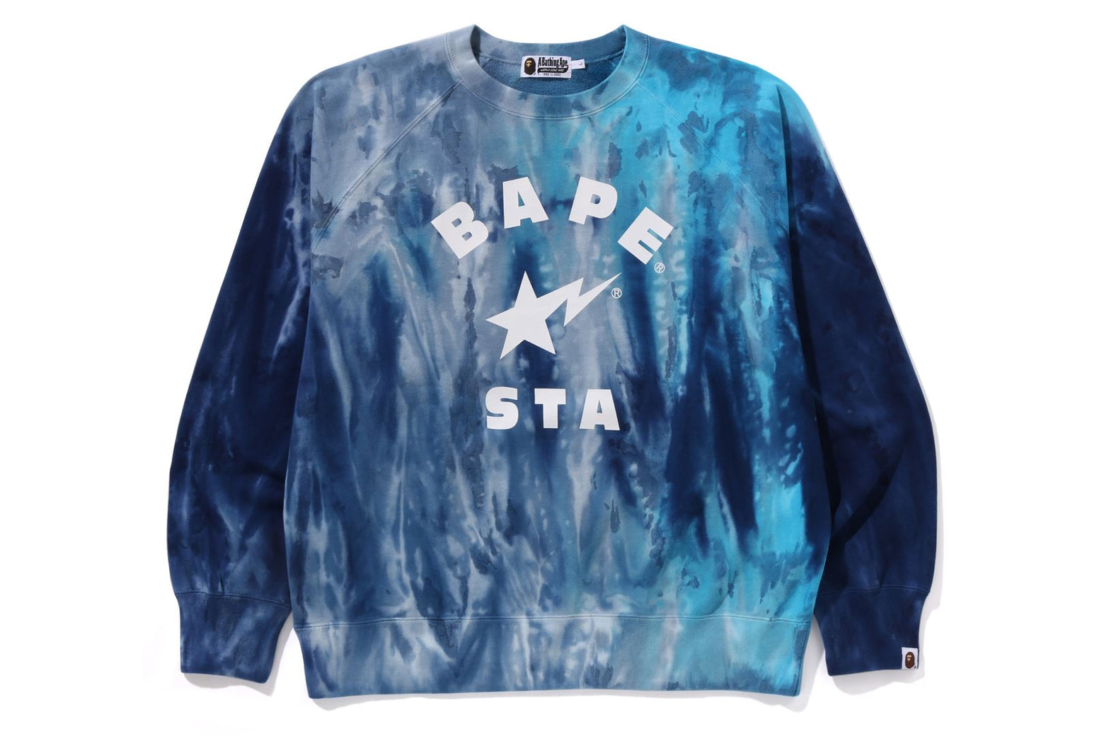 베이프 긴팔티 ICE DYE BAPE STA COLLEGE RELAXED FIT CREWNECK 1K70-113-004 - 상세 이미지 3
