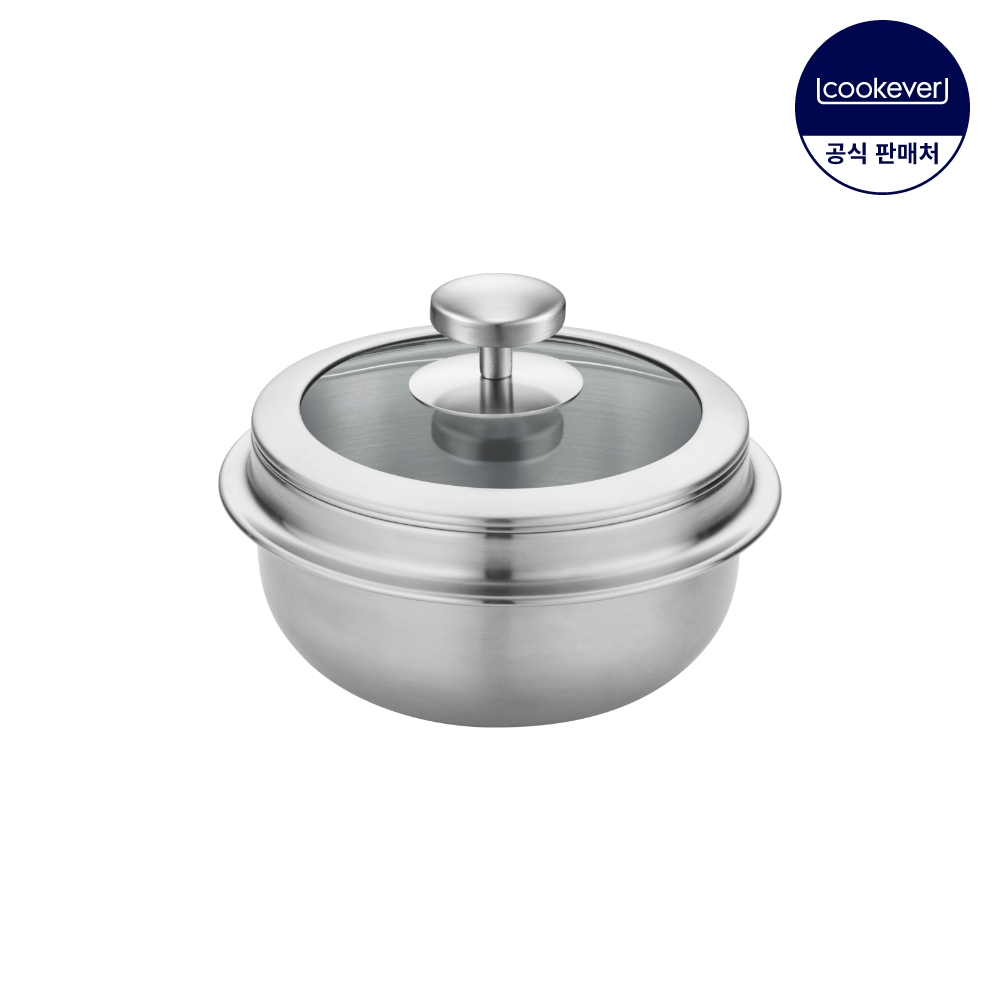 쿡에버 IH 인덕션 통3중 스텐 뚝배기 글라스 14cm