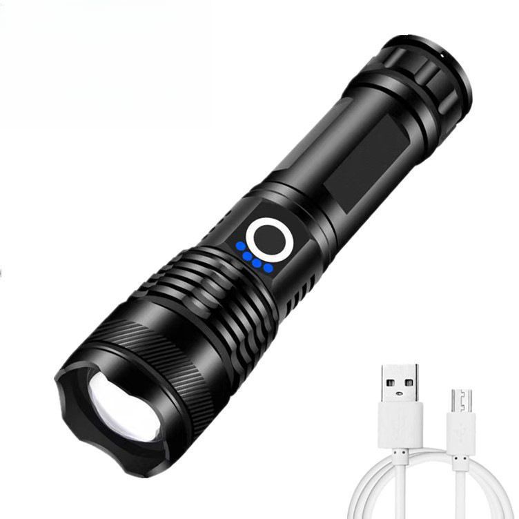 LED 충전식 손전등 휴대용 알루미늄 합금 줌 USB 충전 비상용 P50 LED손전등 - 상품 이미지
