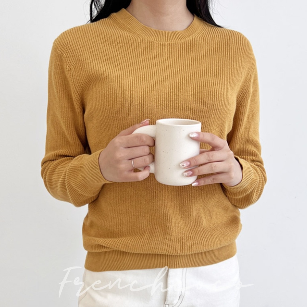 프렌치코코 여성 심플 캐시미어 코튼 페미닌니트