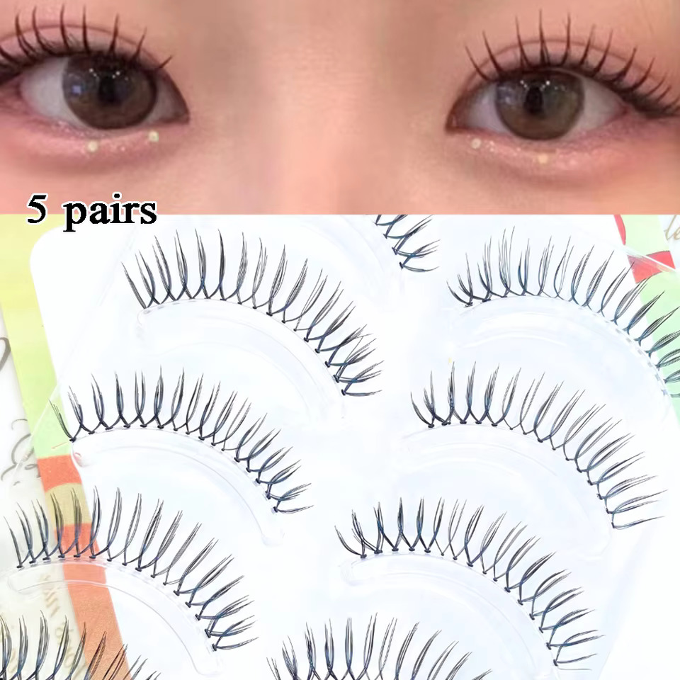 속눈썹 가짜 눈썹 접착 셀프 걸그룹 인조 익스텐션 5 쌍 U 모양 만화 아이 메이크업 자연스러운 위스피 : 마마컴