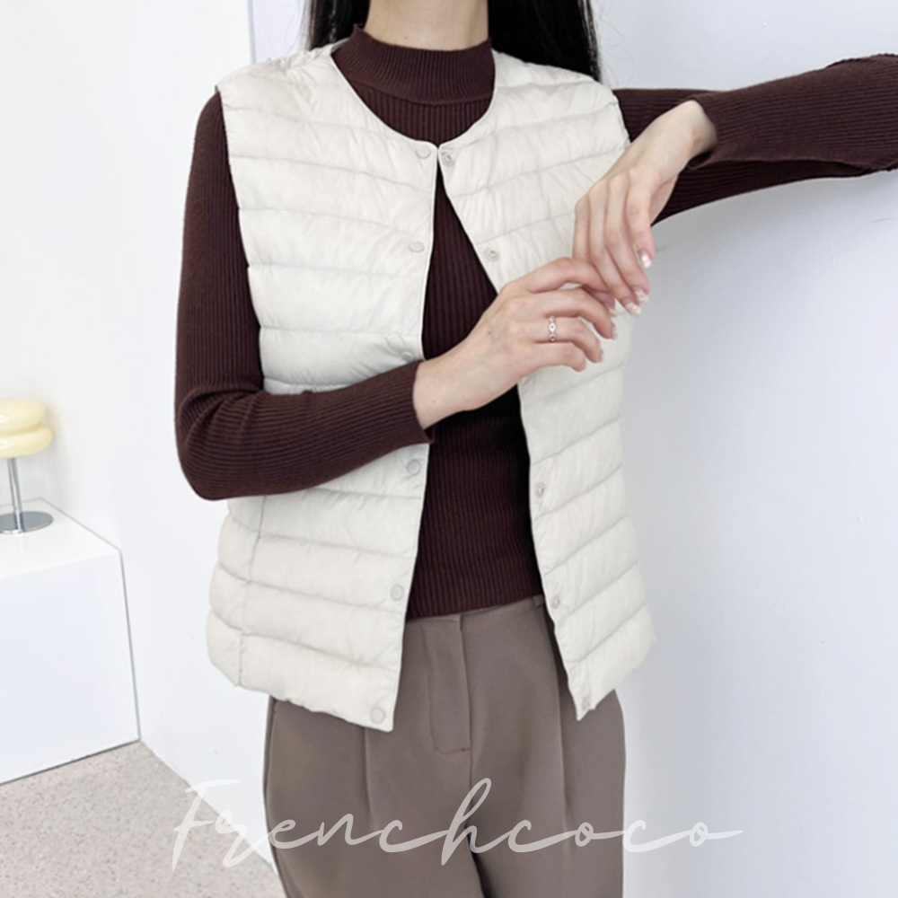 프렌치코코 오리털 패딩조끼 덕다운 가벼운 사무실 경량조끼