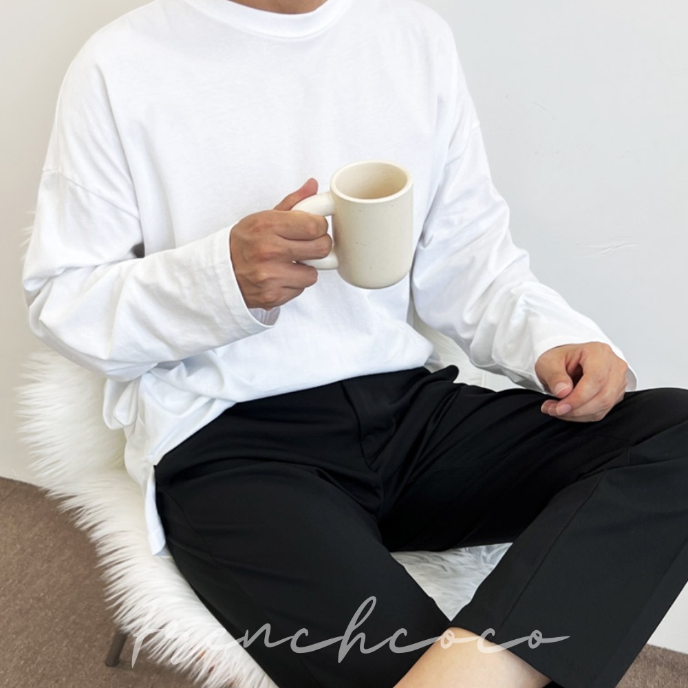 프렌치코코 오버핏 티셔츠 탄탄한 무지 긴팔 (국내생산) - 상품 이미지