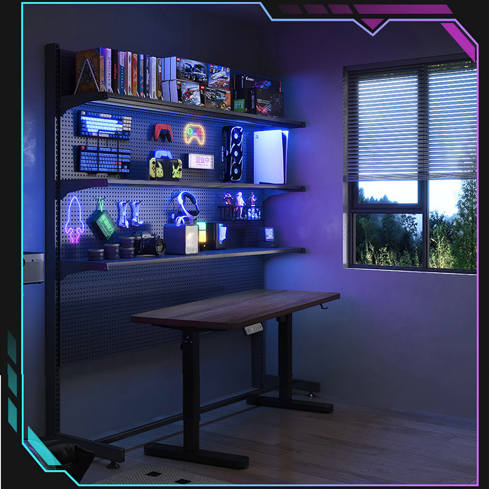 공간녹백 스탠드 타공 판 보드 페그 책상 철제 걸이대 블랙 92cm, 1개