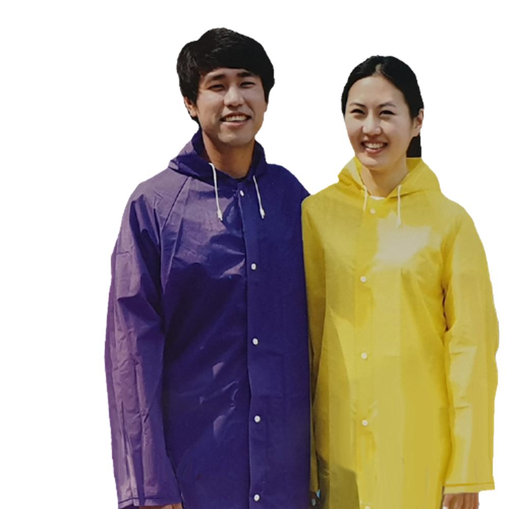 여행용 EVA 우의 코트형 비옷 저가형 간이 간편 우비