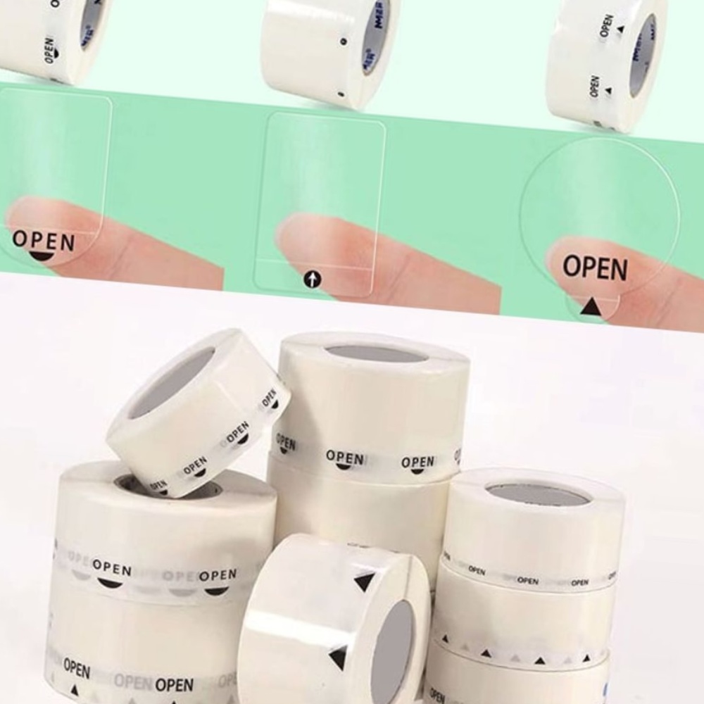 봉제 배달 포장 스티커 open 투명 롤 1000p 업소용 스티커 가게 - 상품 이미지