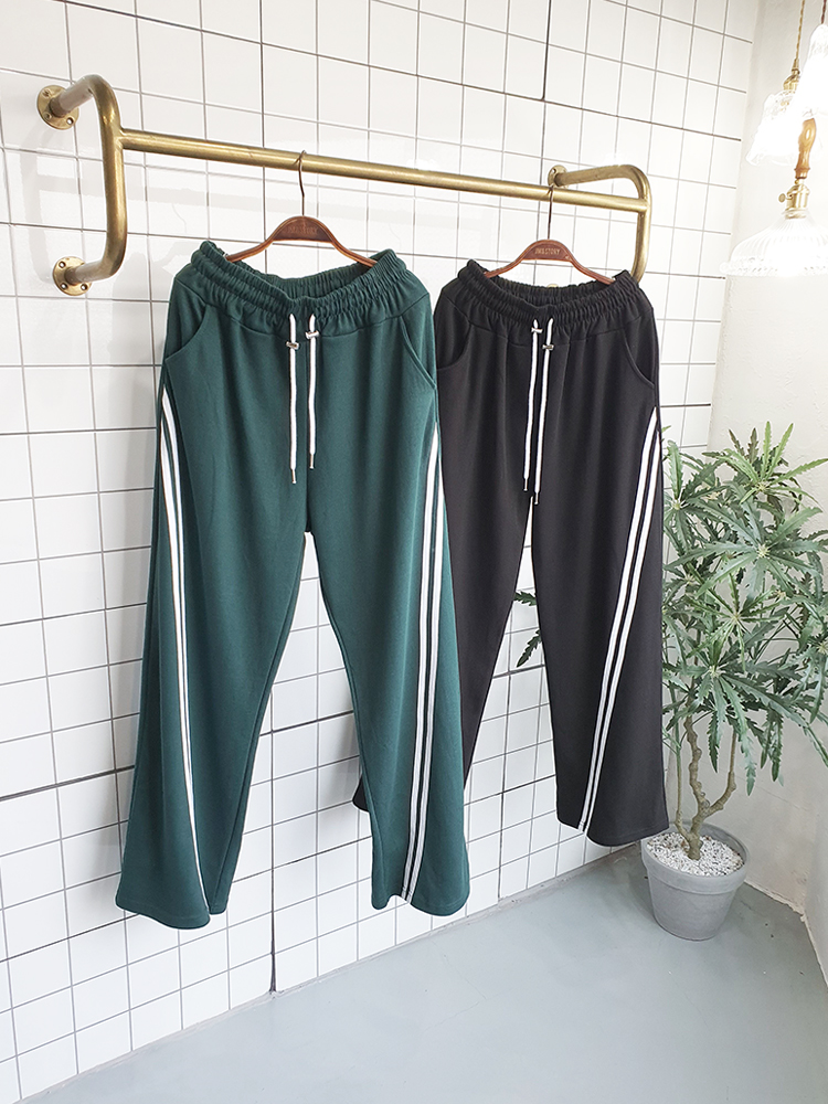 남녀공용 와이드 사선라인 통바지 - 상품 이미지