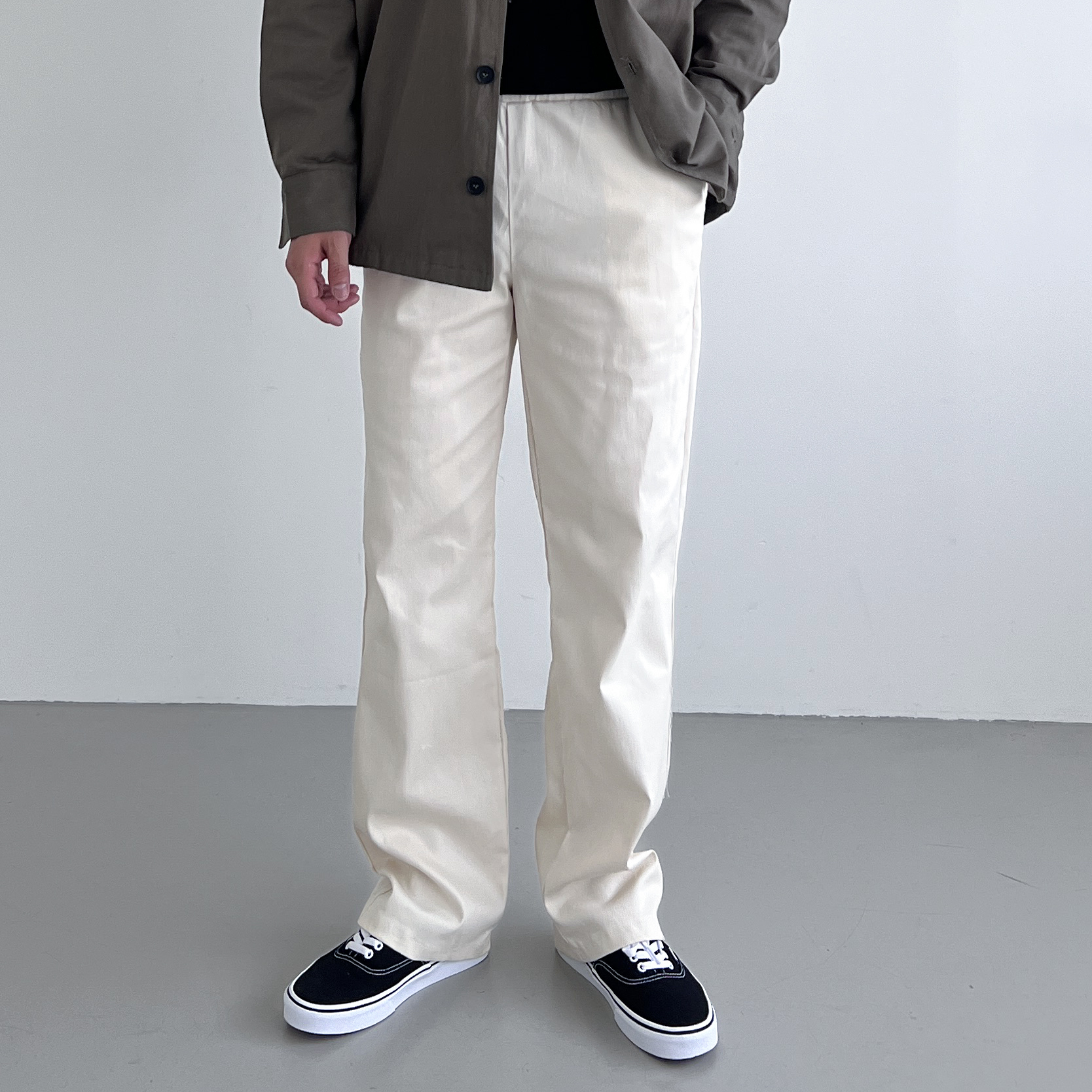 1+1 남자치노팬츠 남자세미와이드팬츠 면바지 백바지 - 상세 이미지 4