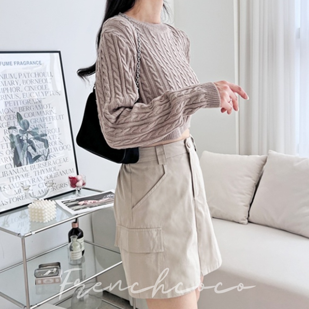 프렌치코코 꽈배기 크롭 니트 여리여리 가을니트 (국내생산)